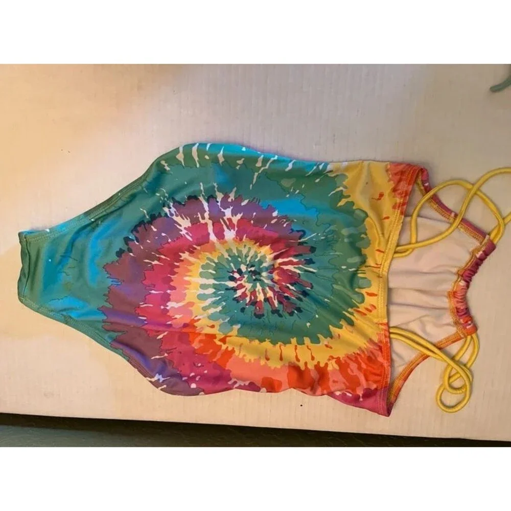 Two Girl's One Piece Swimsuits Sz 6x & 7/8 Joe Boxer, Tie Dye